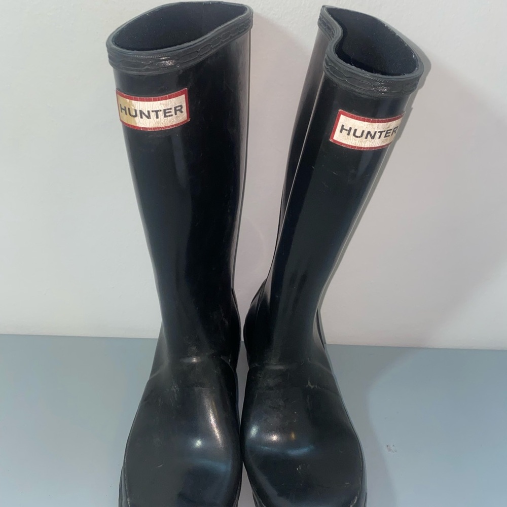 Hunter Womens Black Rubber Rain Tall Boots Size US 3M/4F EU 34 UK 2 - Picture 4 of 9